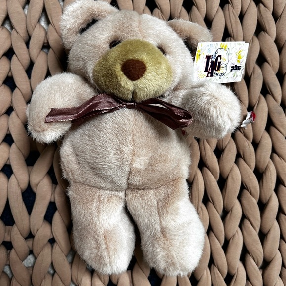 Rare collectable PBC TAG Along Adorable Cream Teddy Bear with Brown Ribbon - Picture 1 of 5